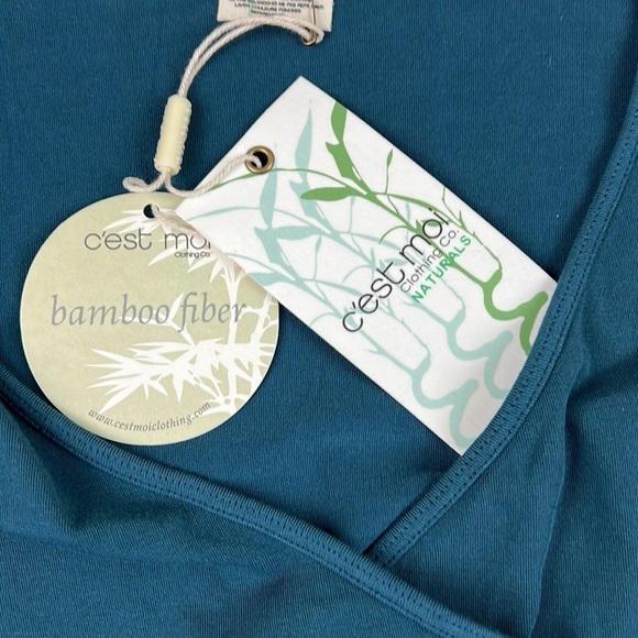 NWT C'est Moi Bamboo Crossover Wrap Teal Bodysuit OS - Picture 3 of 6